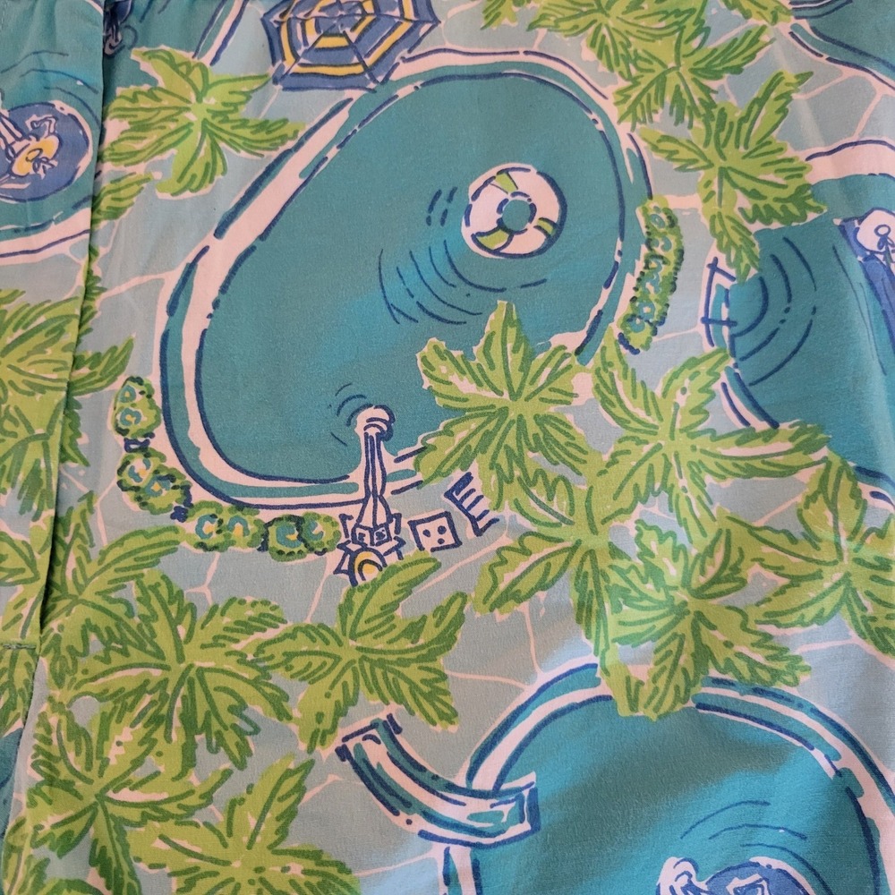 Lilly Pulitzer Pants Womens 10 Blue Green Poolside Palm Tree Crop Straight Leg - Picture 13 of 15